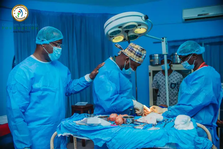 A surgical team preparing a procedure